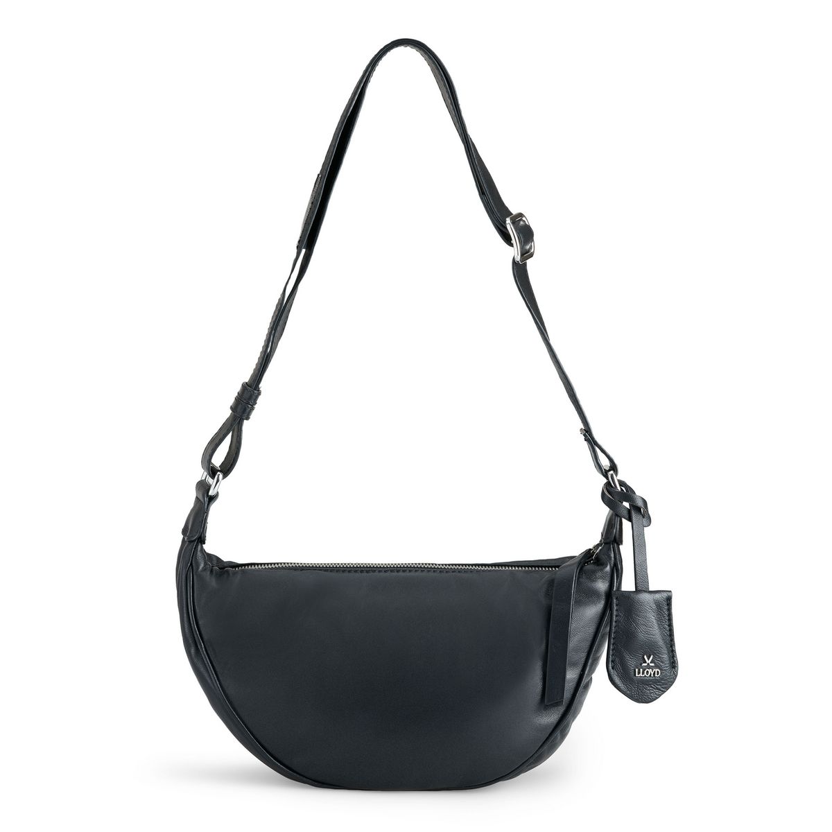 Minimalistische Leder-Umhängetasche in Halbmondform