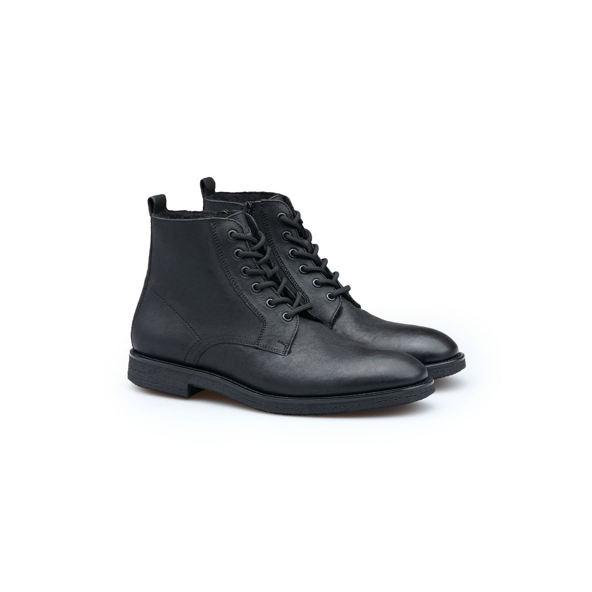 Klassische Schnürstiefeletten aus genarbtem Leder