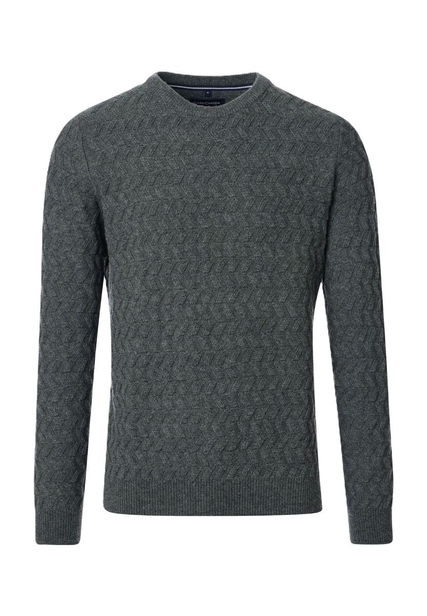 Strukturierter Wollmischung Rundhals Pullover