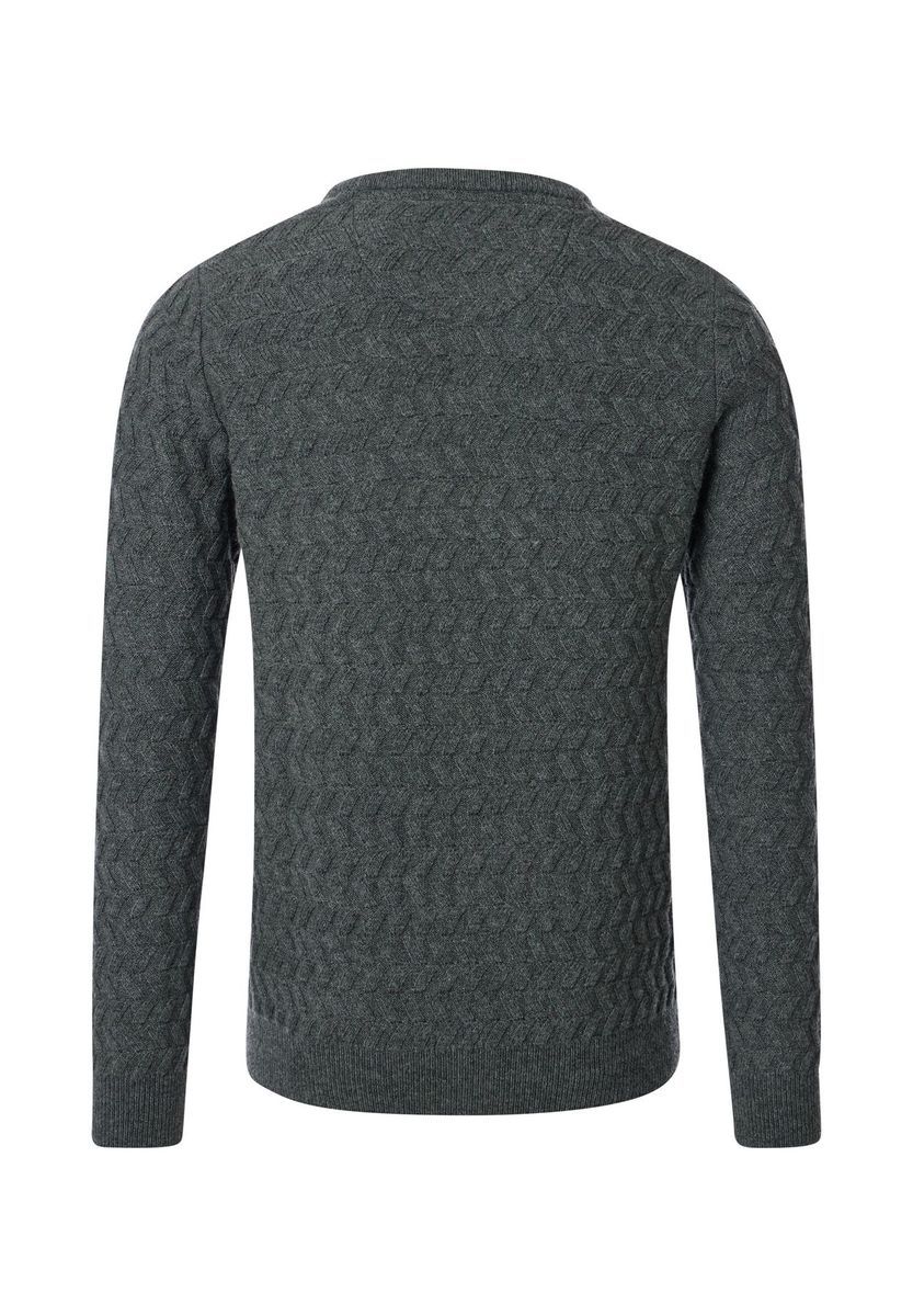 Strukturierter Wollmischung Rundhals Pullover