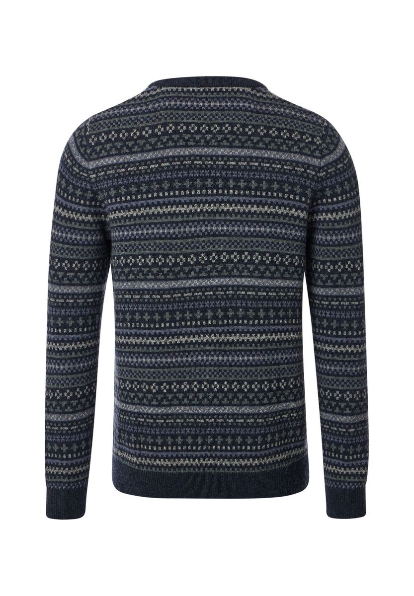 Gemusterter Rundhals-Pullover mit Wollanteil