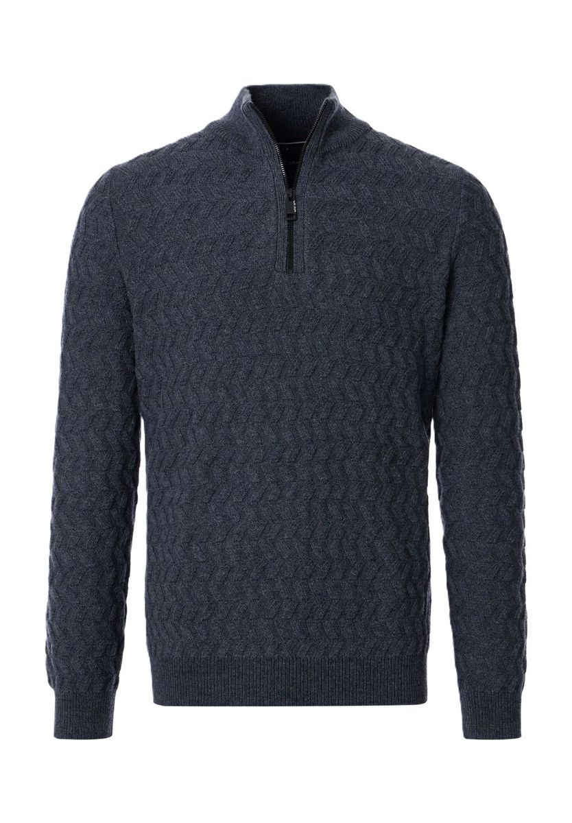 Strukturierter Troyer Strickpullover mit Reißverschluss