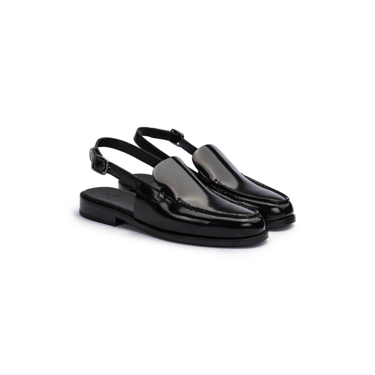 Slingback-Loafer aus poliertem Leder