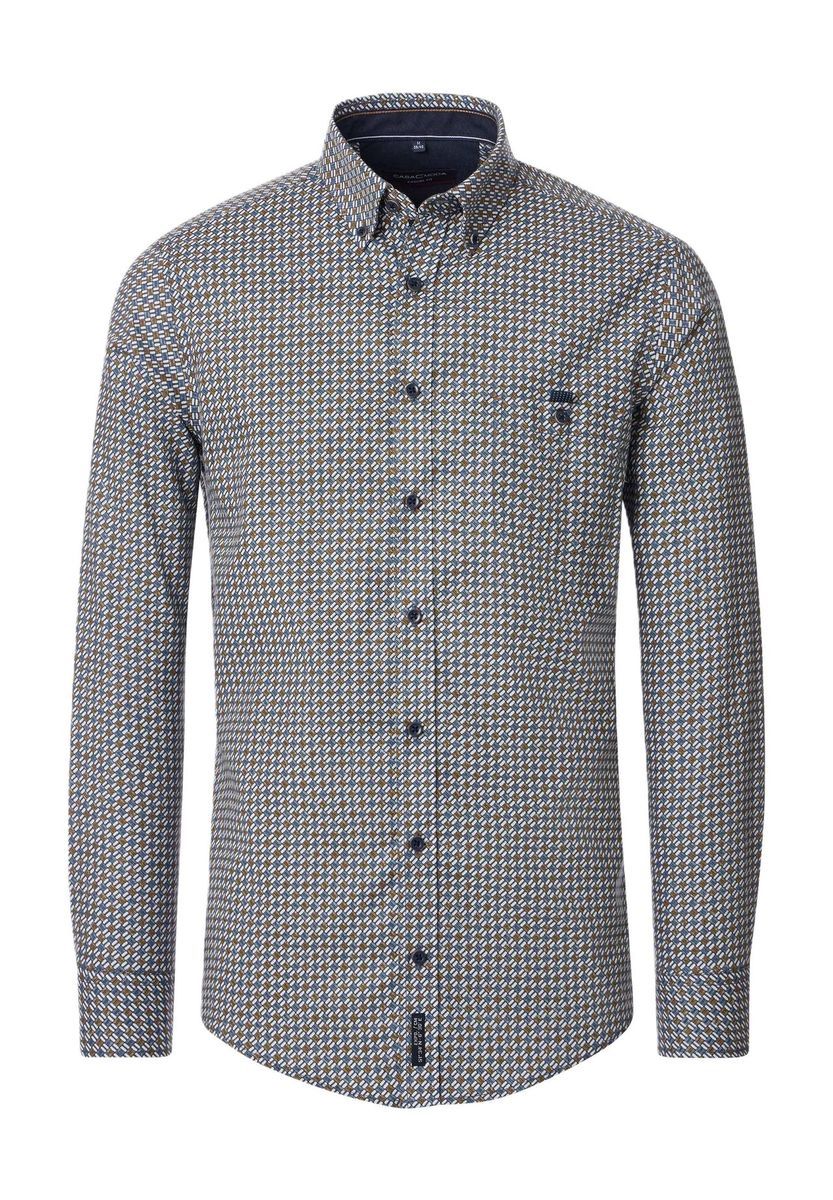 Freizeithemd Casual-Fit Button-Down Kragen Minimal-Print