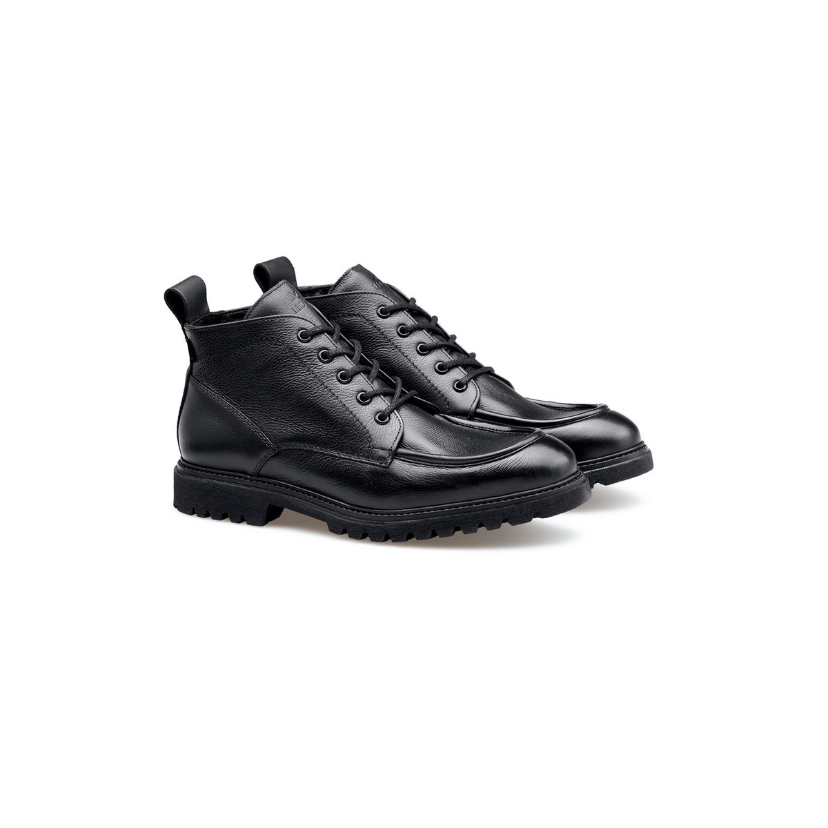 Schnürstiefeletten aus genarbtem Leder