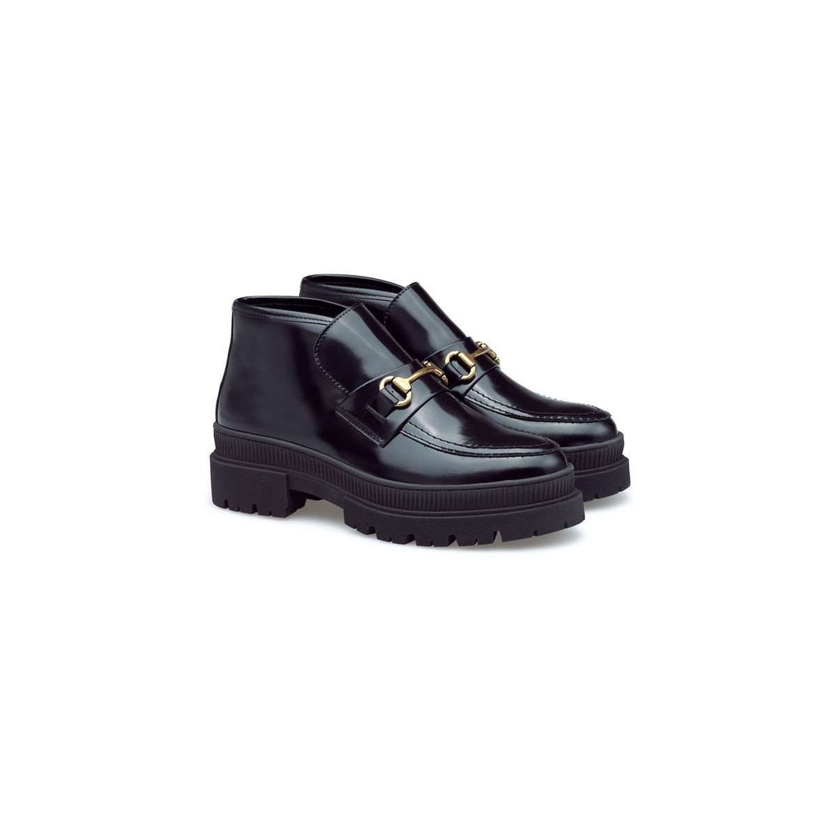 Chunky Loafer-Boots mit Trensen-Detail