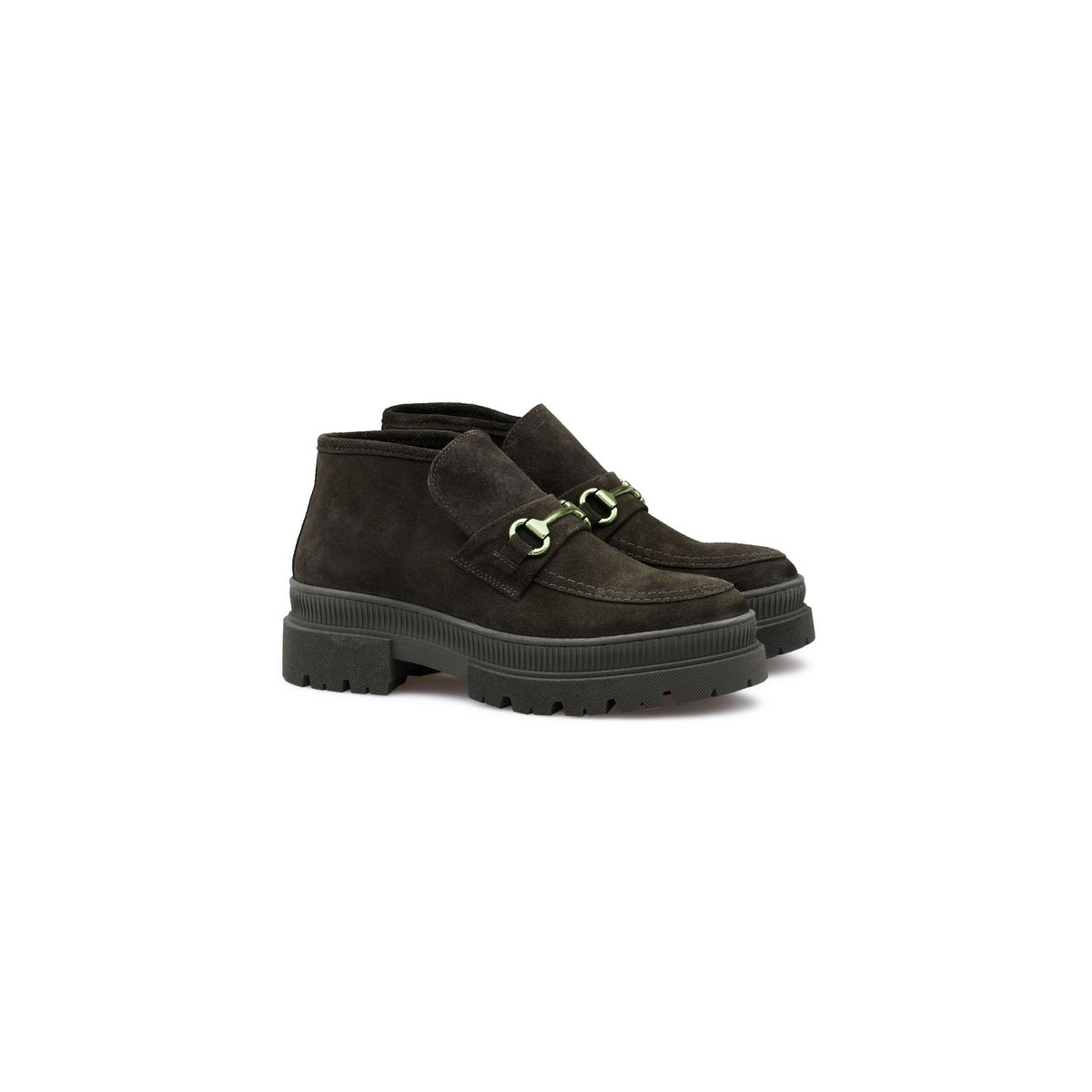 Rauleder-Stiefeletten mit Trensenspange