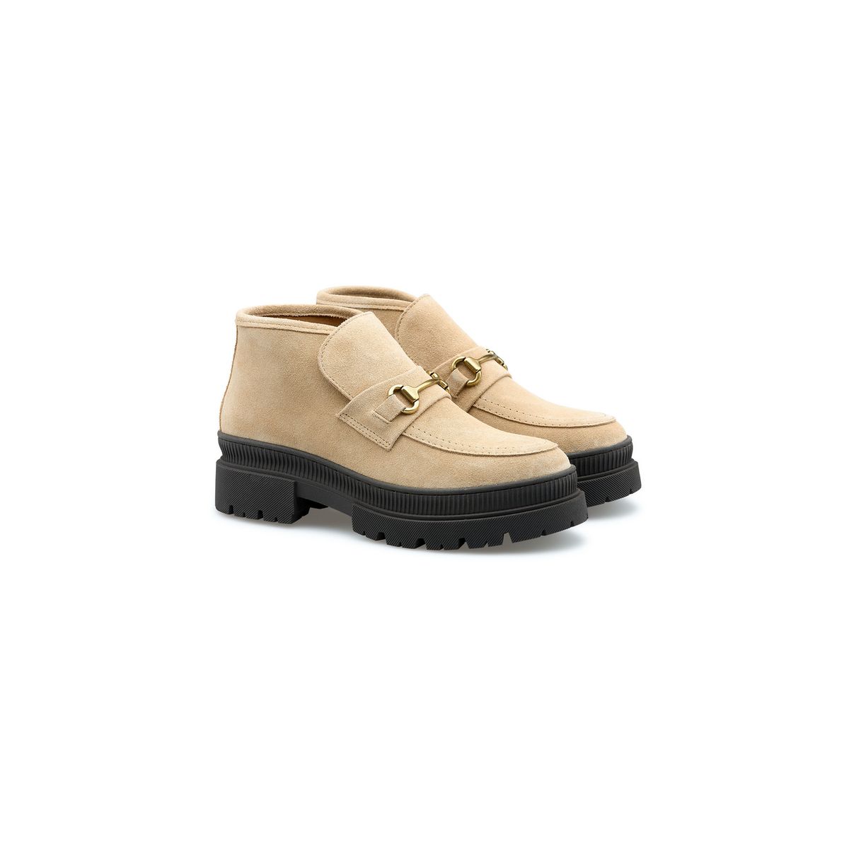 Plateau-Stiefeletten mit Trensen-Detail