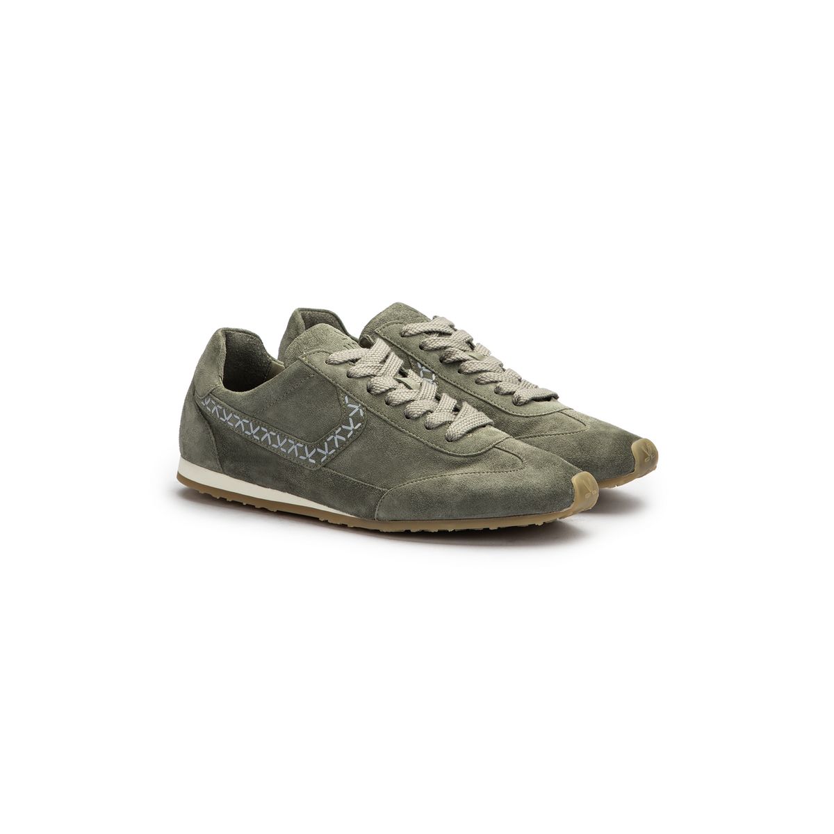 Wildleder-Sneaker mit dekorativer Ziernaht