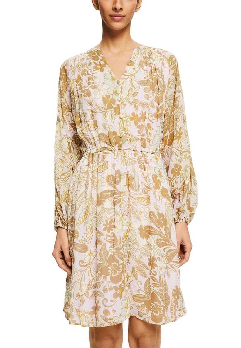 Minikleid mit Blumenmuster und langen Ärmeln