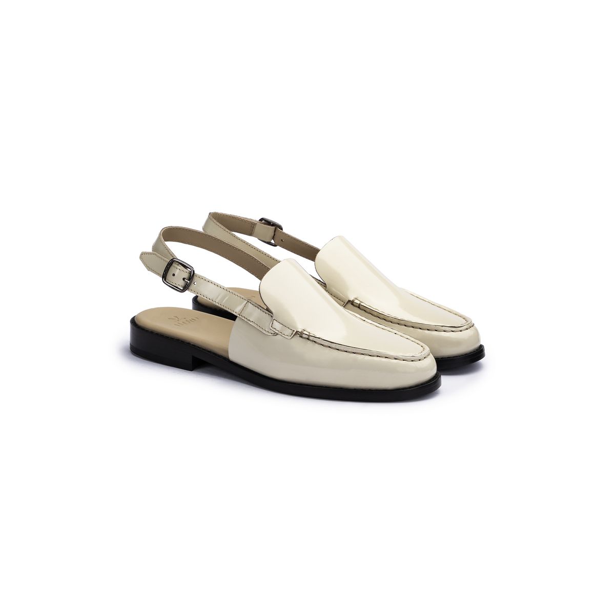 Slingback-Loafer aus Lackleder