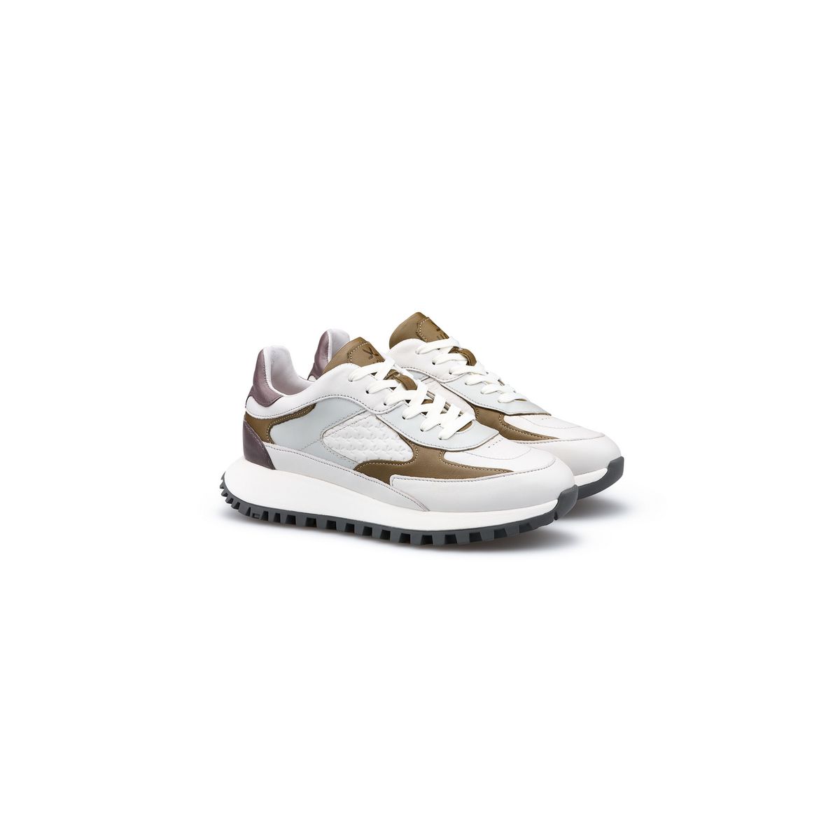 Low-Top Leder-Sneaker mit Zackensohle