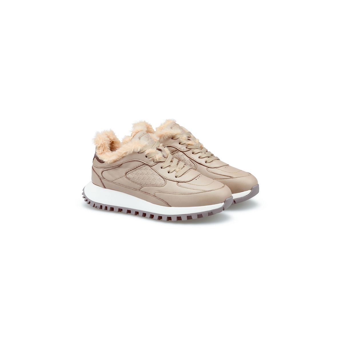 Elegante Lederne Sneaker mit Fellfutter