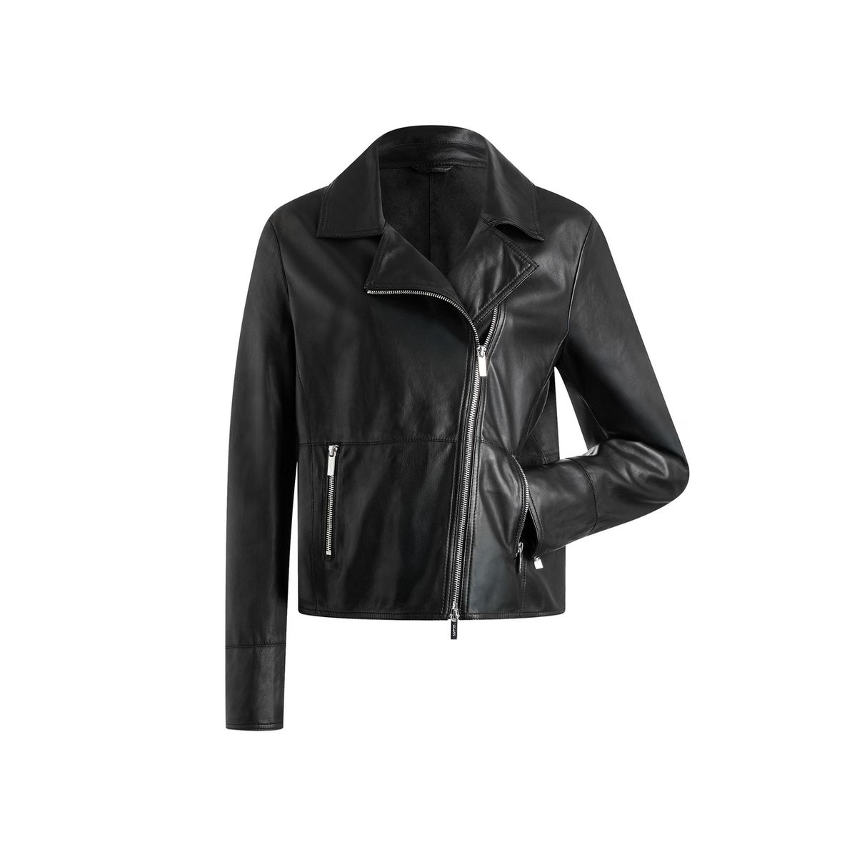 Asymmetrische Lammnappa Lederjacke
