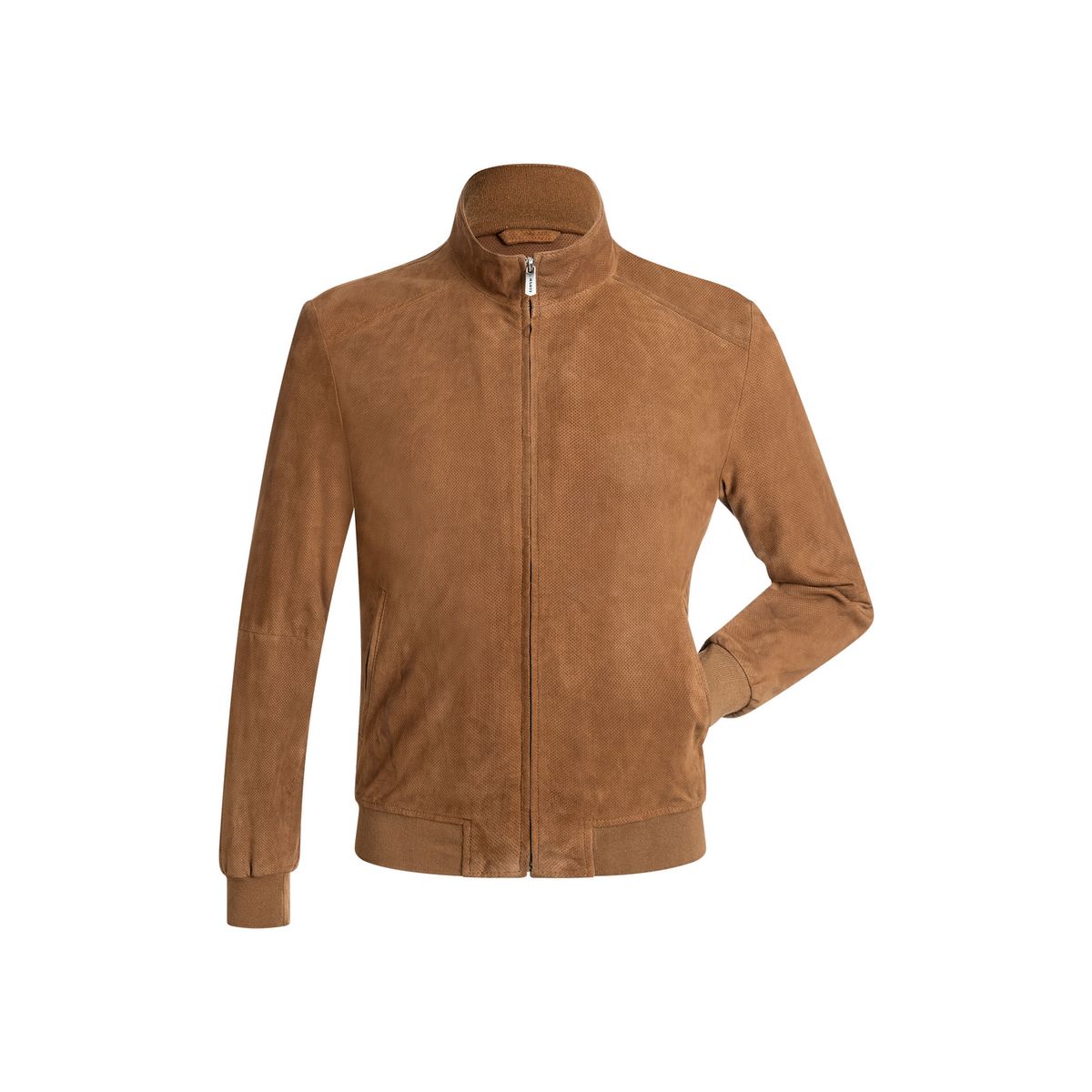 Perforierte Veloursleder Bomberjacke