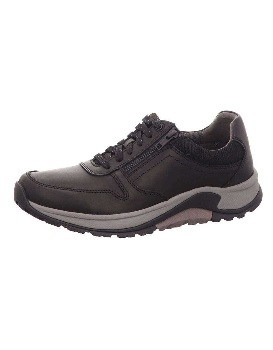 Leder-Schnürsneaker mit Reißverschluss