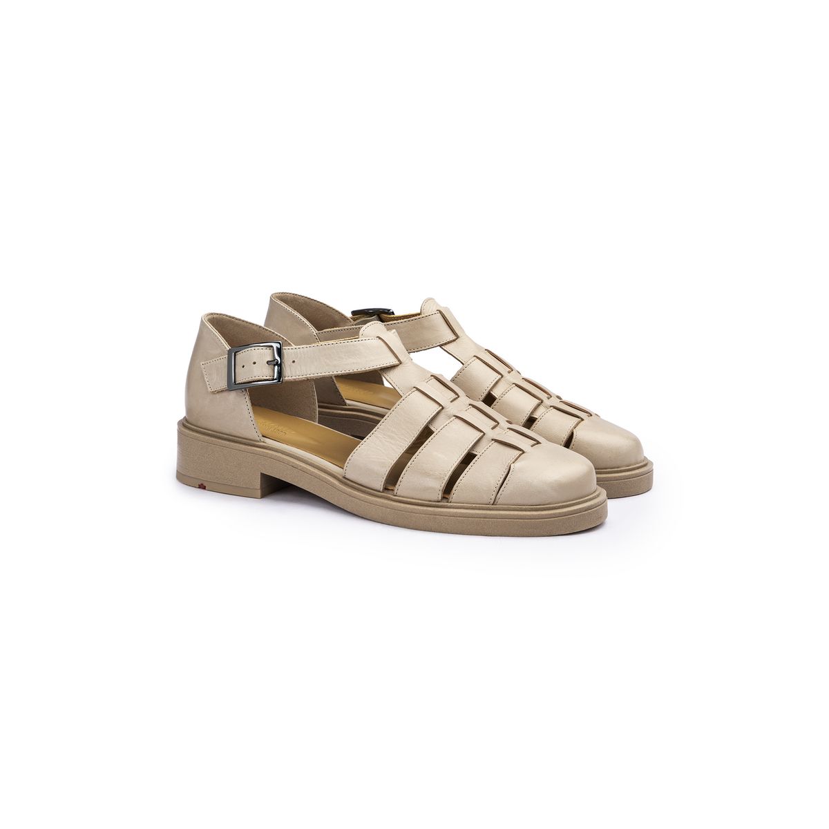 Klassische Leder-Riemchensandalen mit Blockabsatz
