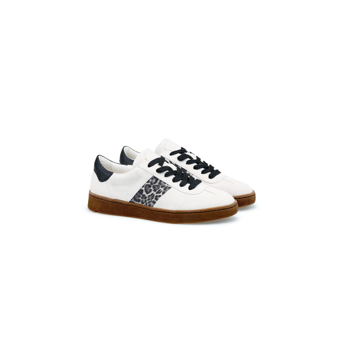 Leder-Sneaker mit Leoparden-Akzent