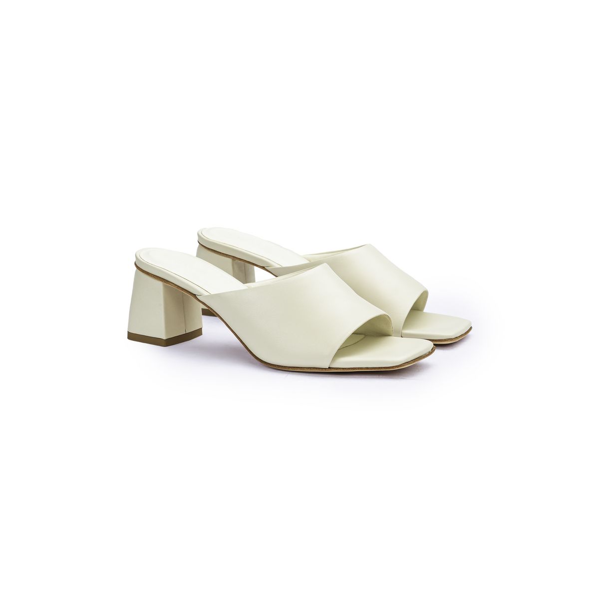 Elegante Lederpantoletten mit Blockabsatz