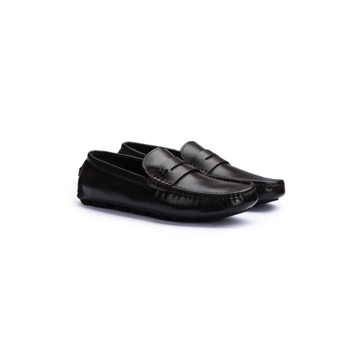 Penny-Loafer aus Narbenleder