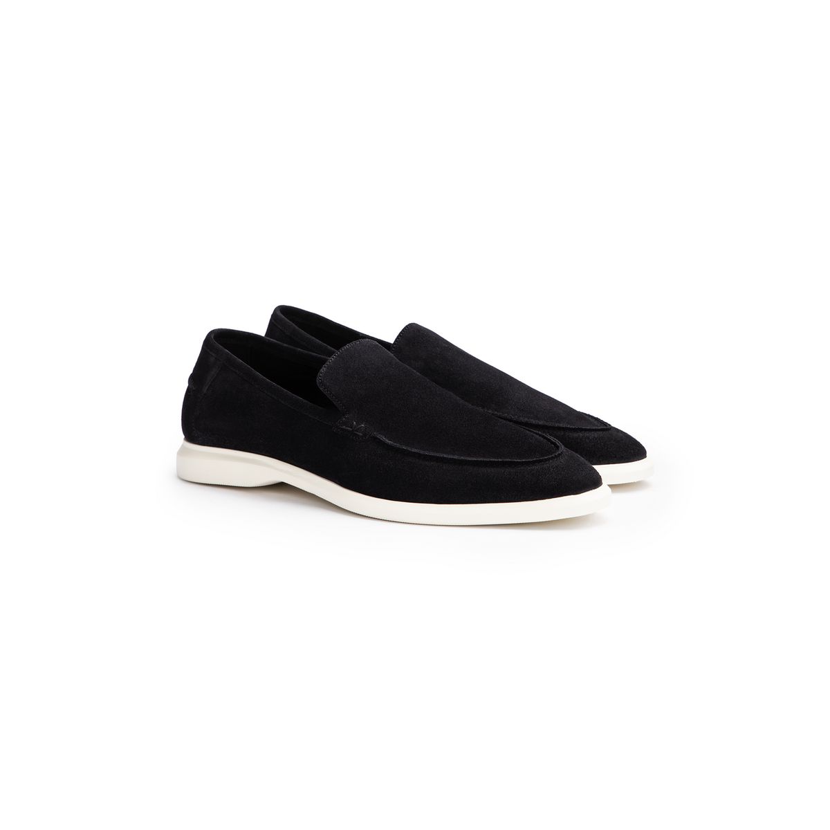 Moderne Rauleder-Slipper mit Kontrastsohle