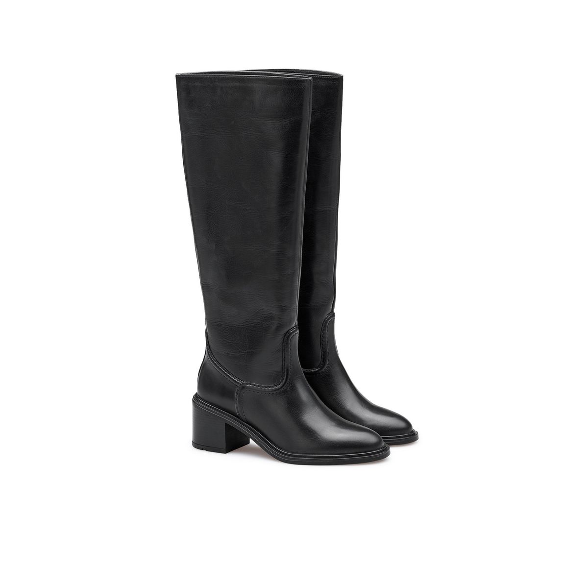 Elegante Kniehohe Glattleder-Stiefel