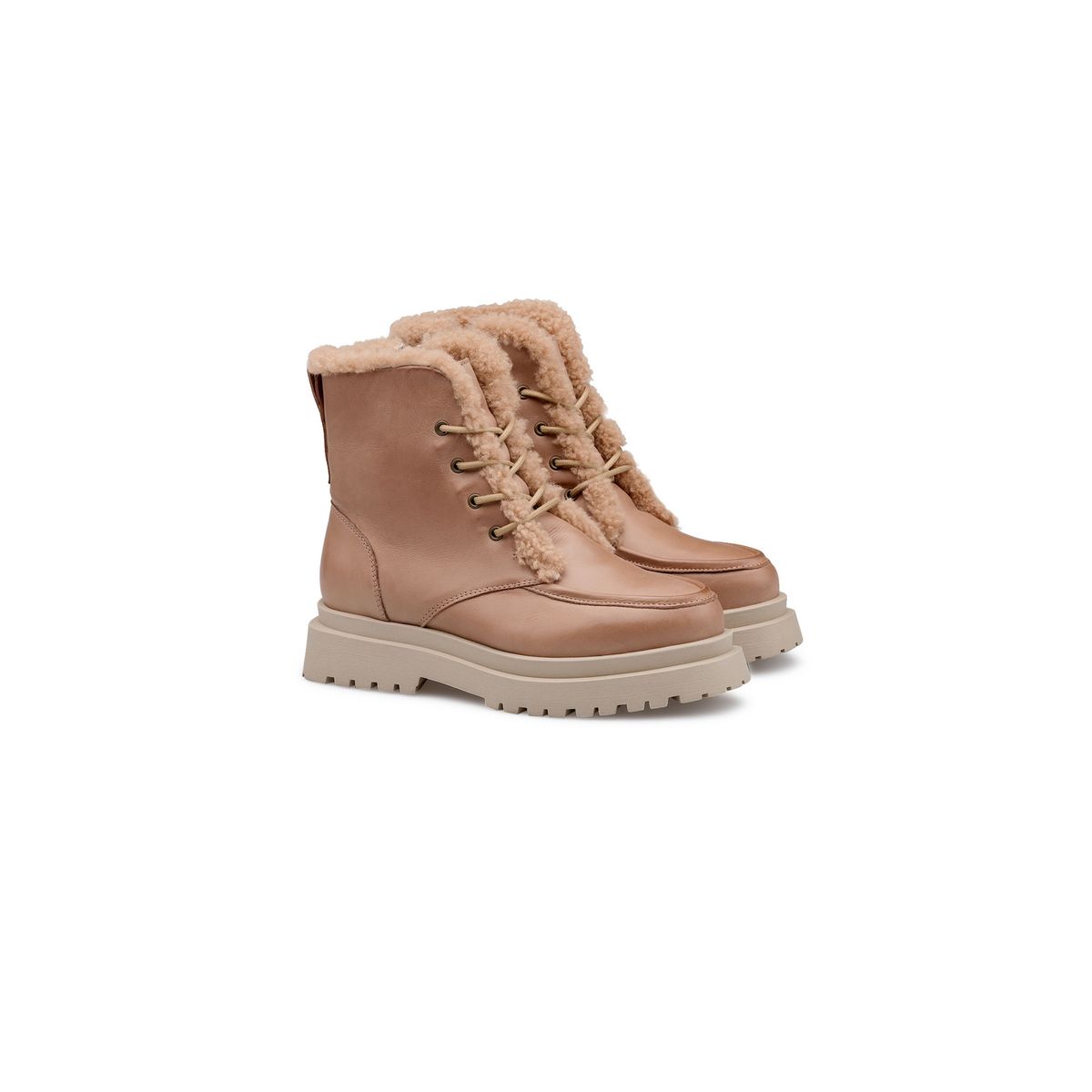 Lederstiefeletten mit Lammfellfutter