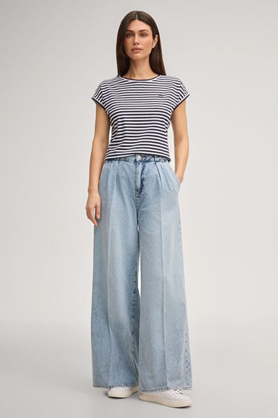 Gestreiftes T-Shirt Tulia in Marine/Weiß Baumwollmischung Relaxed Fit