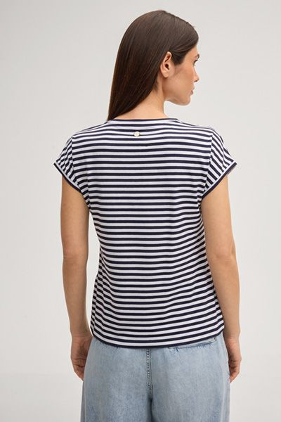 Gestreiftes T-Shirt Tulia in Marine/Weiß Baumwollmischung Relaxed Fit