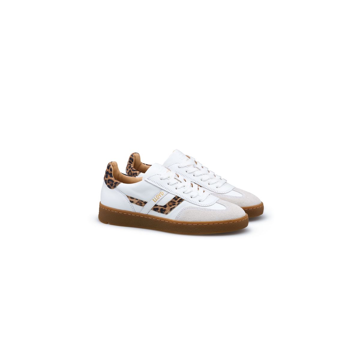 Leder-Sneaker mit Leoparden-Print