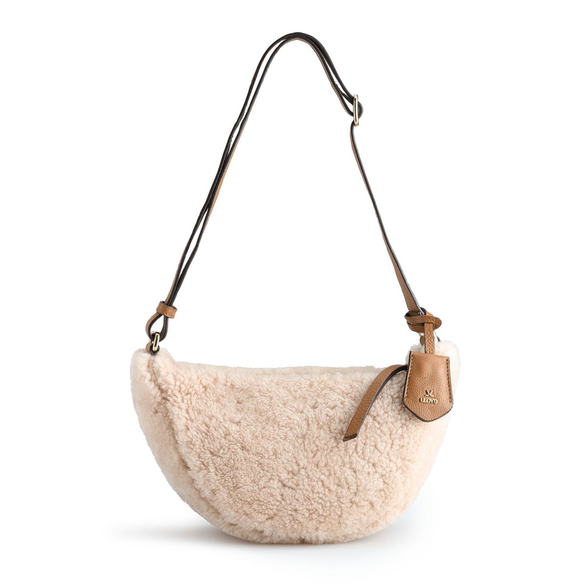 Halbmondtasche in Lammfell-Optik
