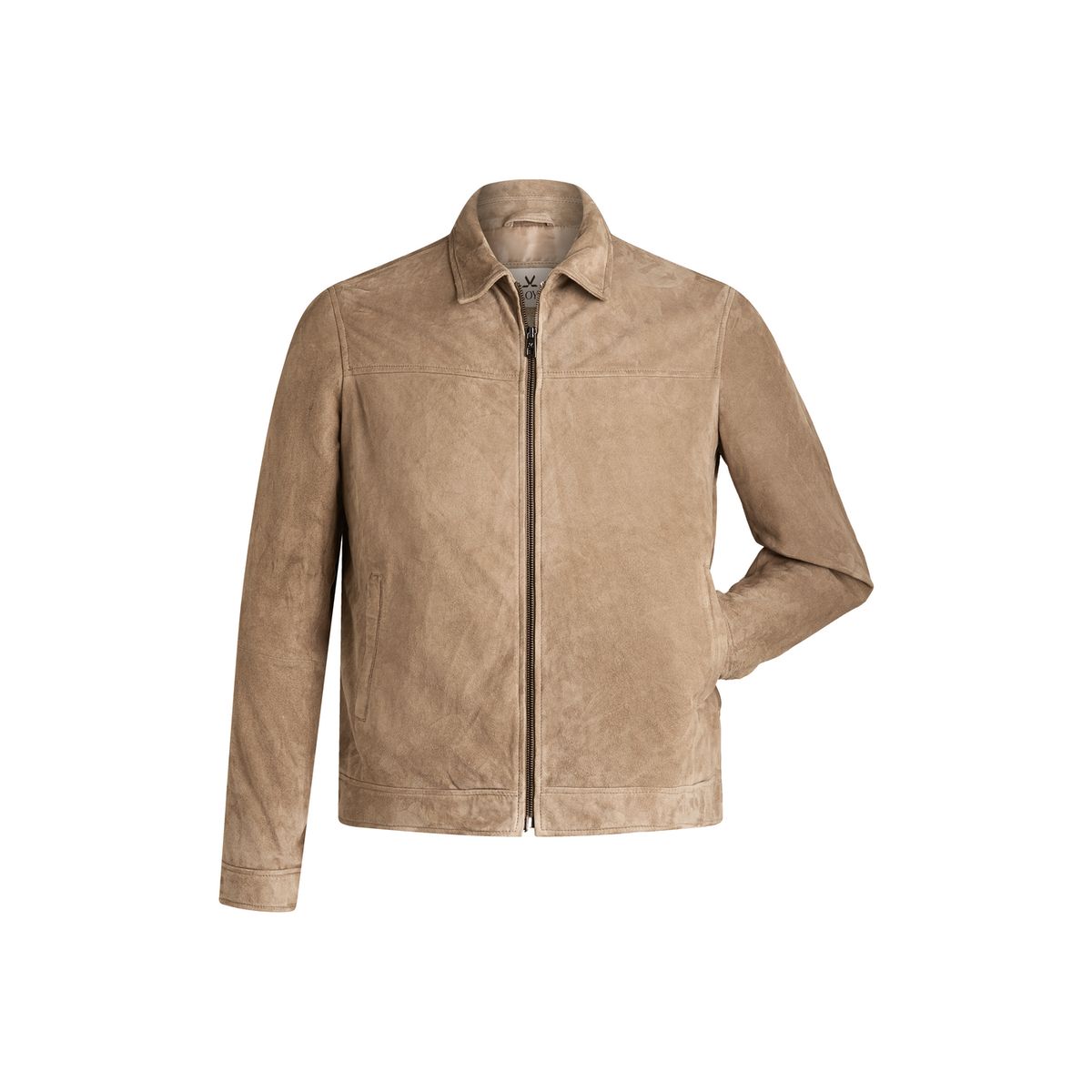 Klassische Raulederjacke mit Reißverschluss