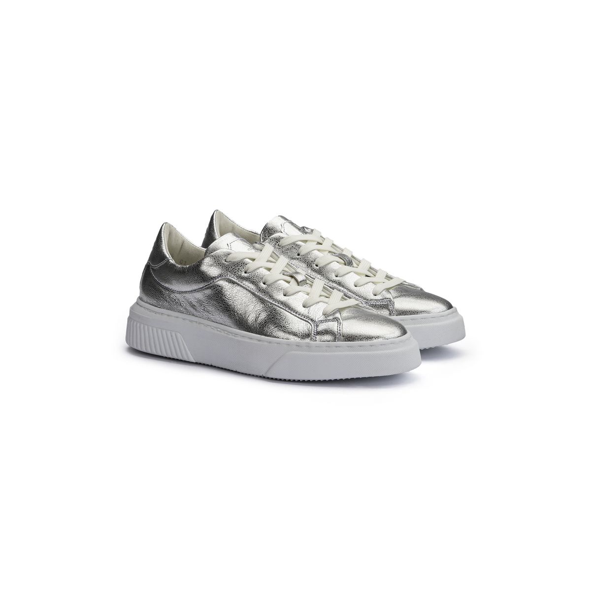 Beschichteter Leder-Sneaker in Metallic-Optik