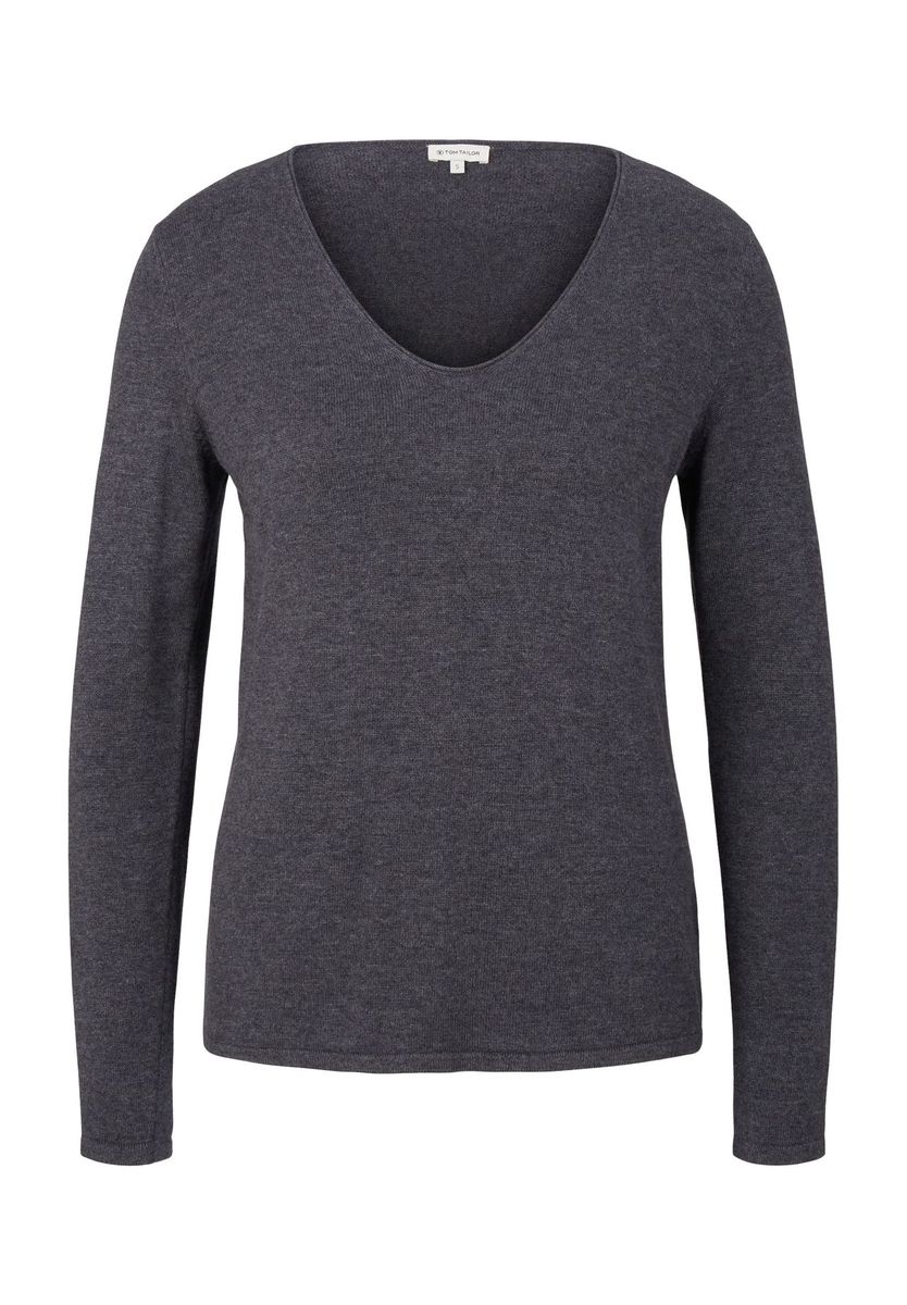 Klassischer Strickpullover mit V-Ausschnitt