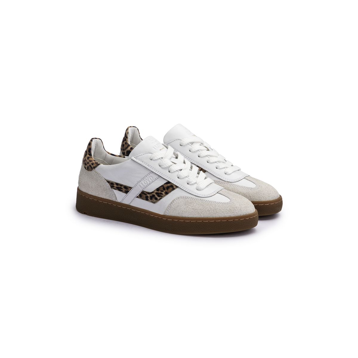Leder-Sneaker mit Animal-Print Akzenten