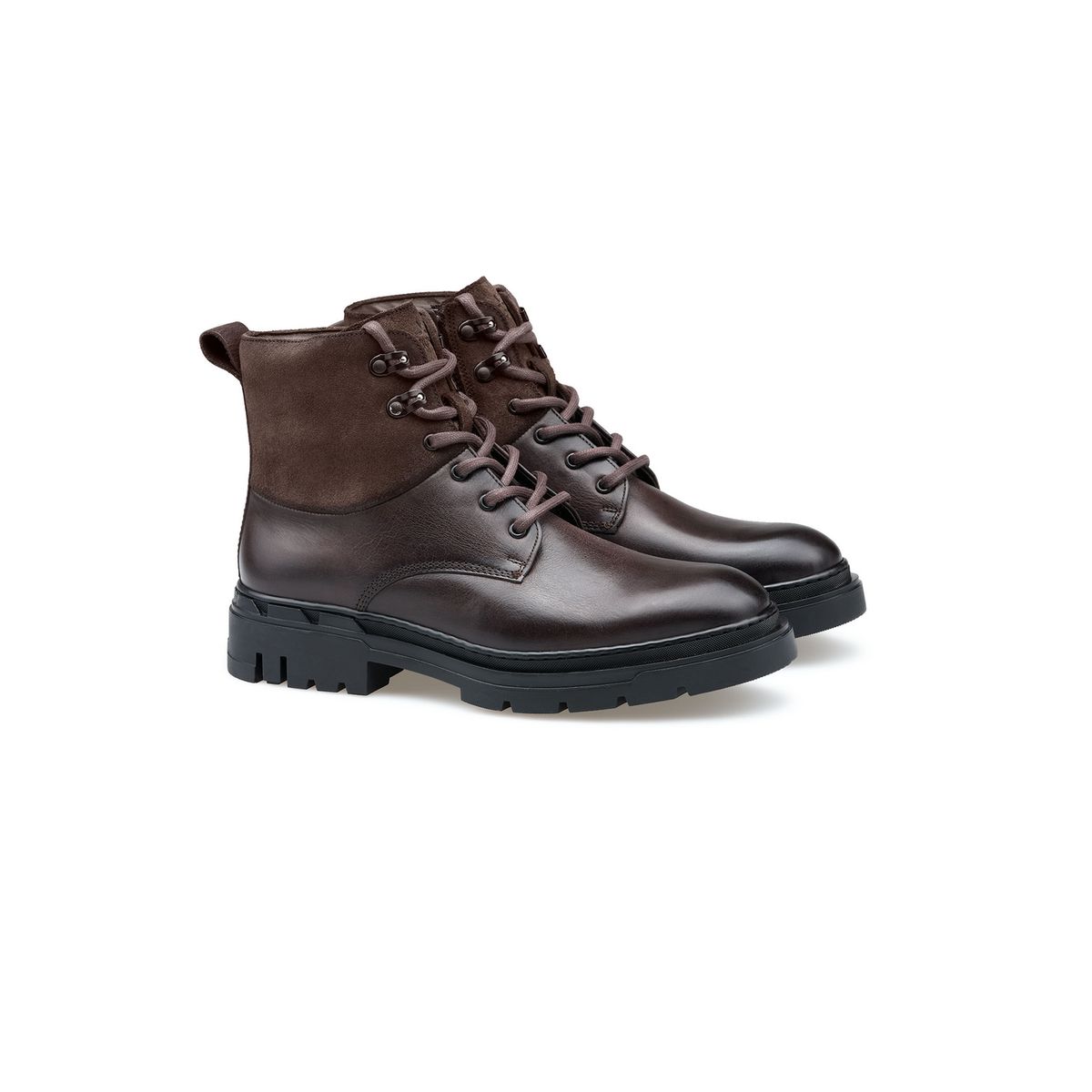 Schnürstiefelette mit Materialmix