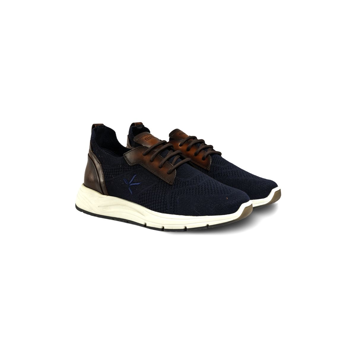 Strick-Sneaker mit Leder-Details