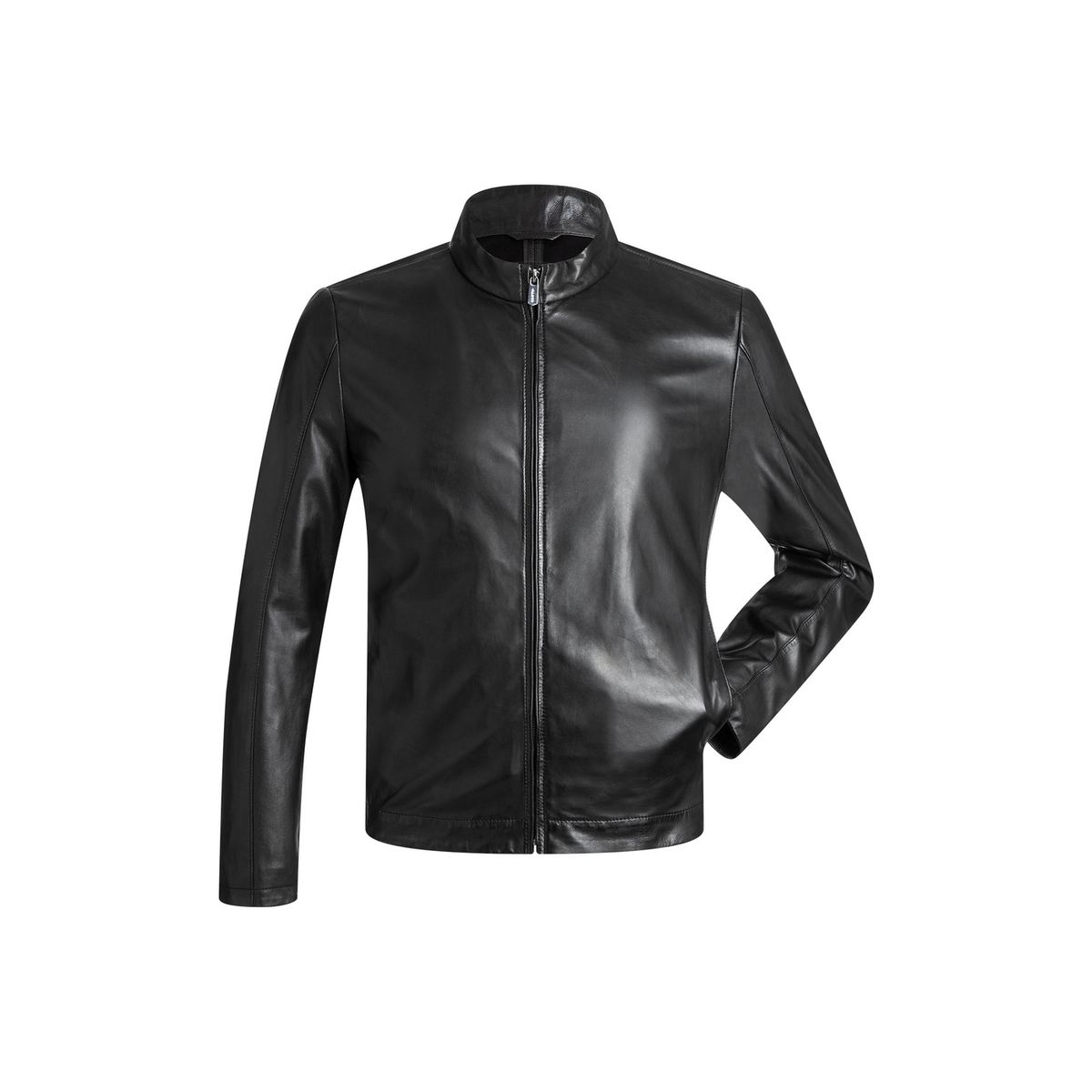 Schlichte Nappa-Lederjacke mit Stehkragen