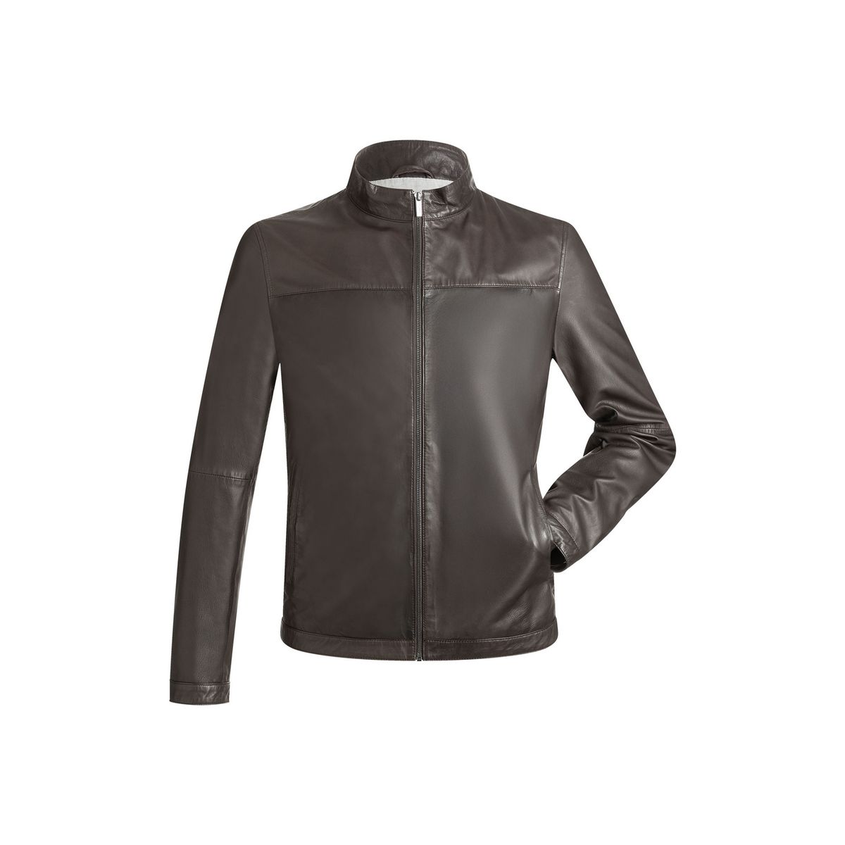 Glattlederjacke mit Stehkragen