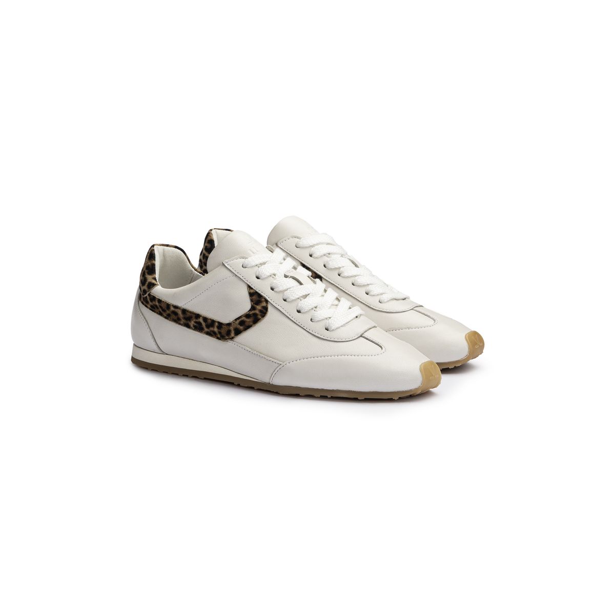 Leder-Sneaker mit Leoparden-Akzenten