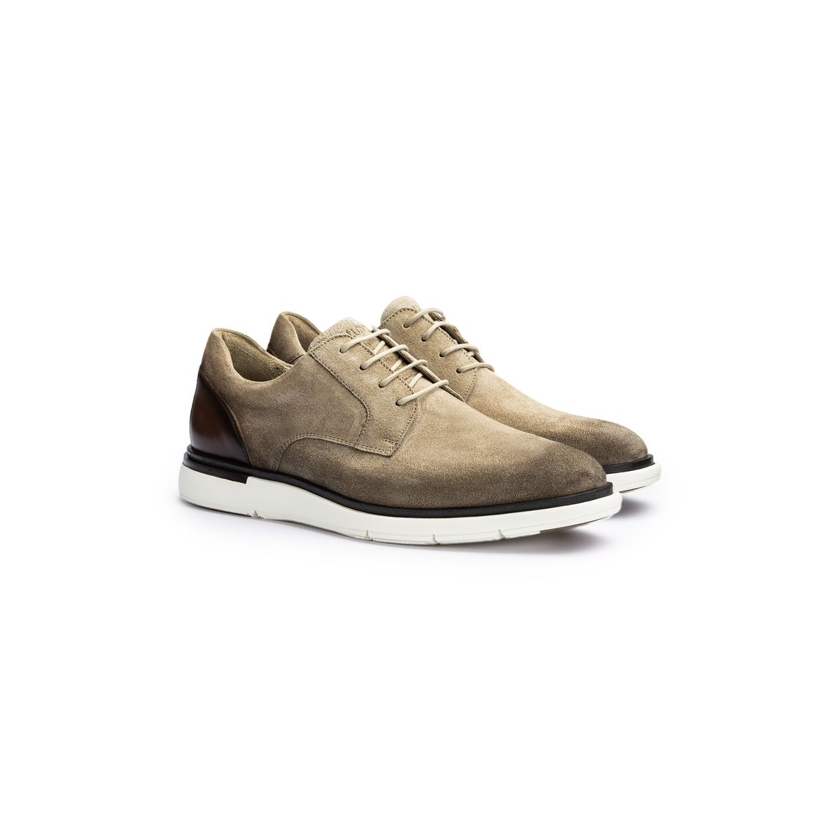 Hybrider Derby-Schuh aus Leder-Mix