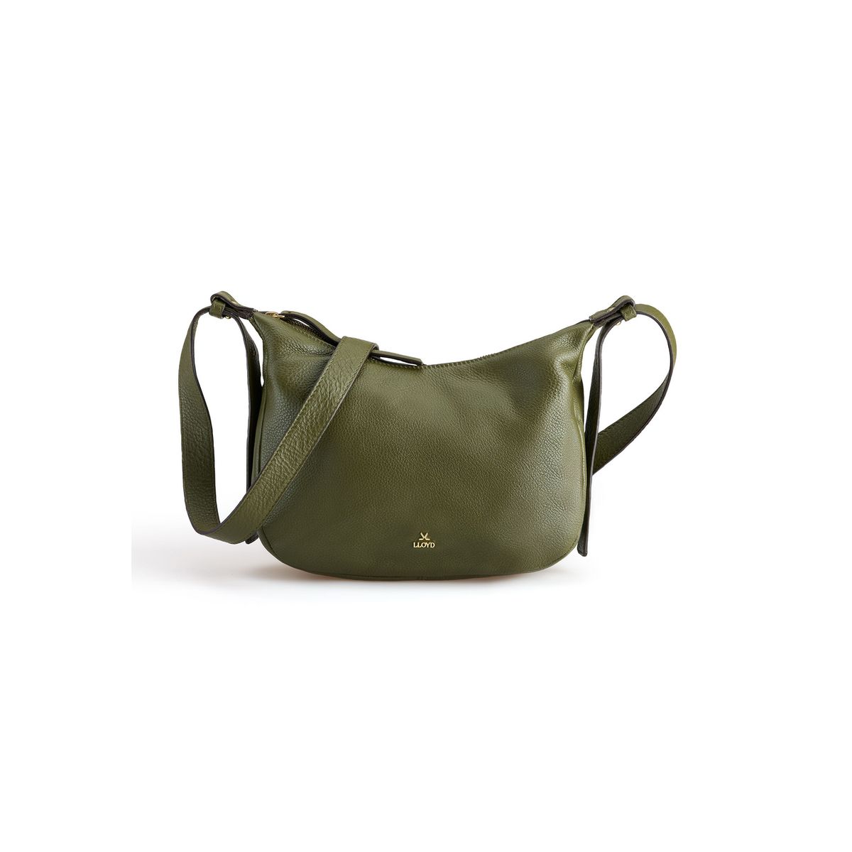 Genarbte Schultertasche in Halbmondform