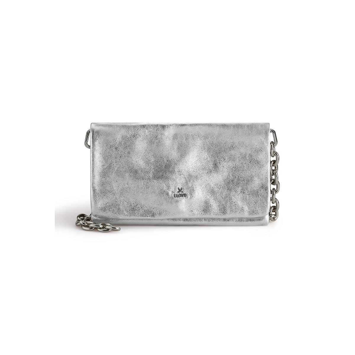 Elegante Lederclutch in Silberoptik