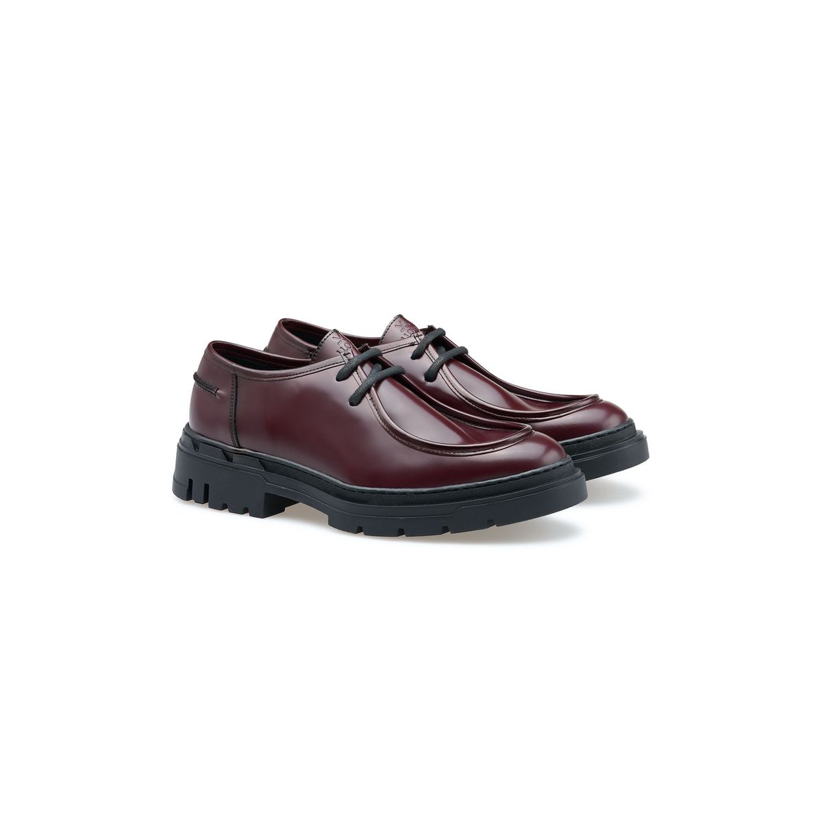 Moc-Toe Leder-Schnürschuhe mit Profilsohle