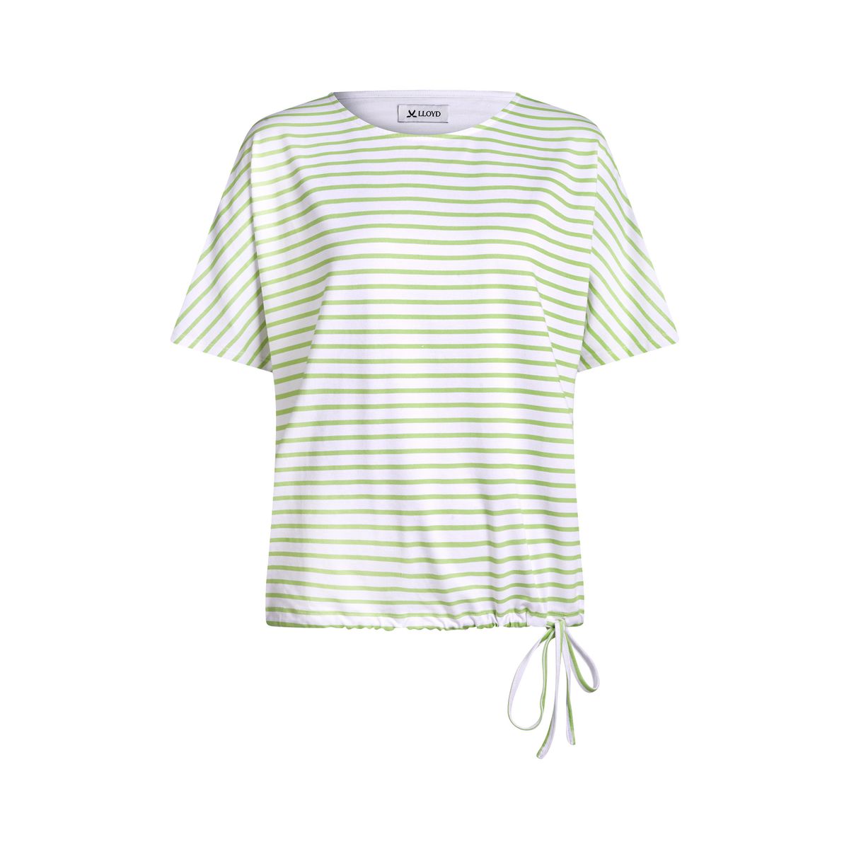 Gestreiftes Rundhalsshirt mit Kordelzug