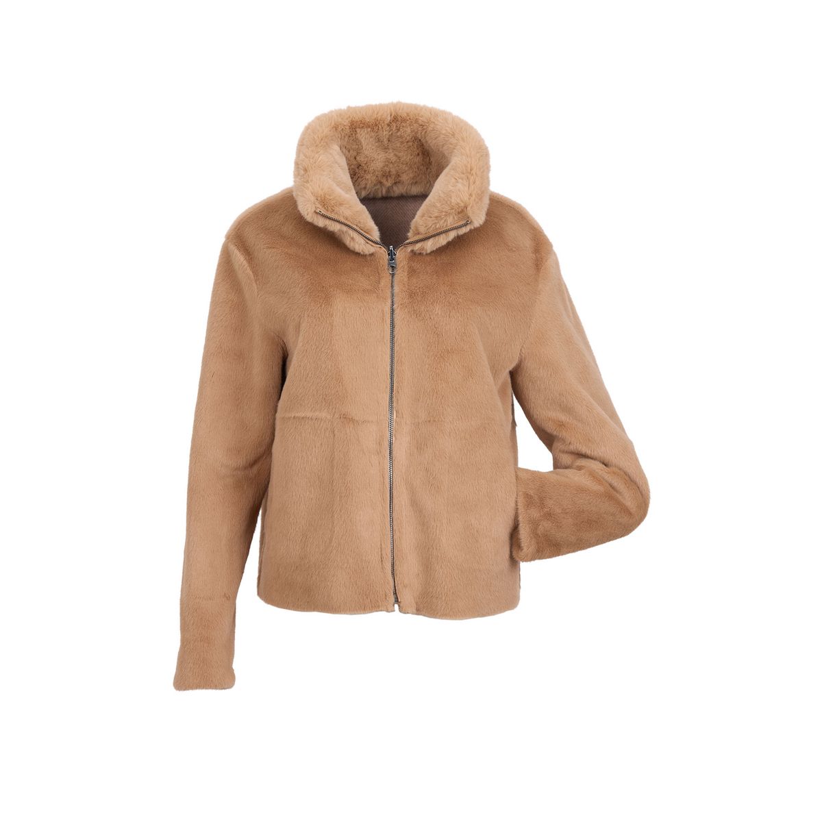 Wendbare Plüschjacke mit Reißverschluss