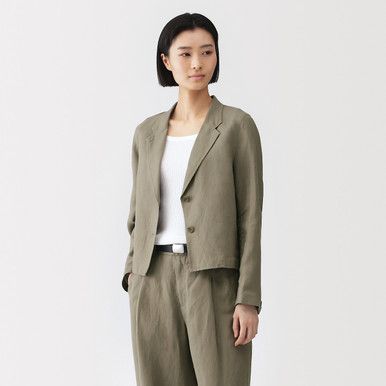 Kurze Leinen-Lyocell-Jacke