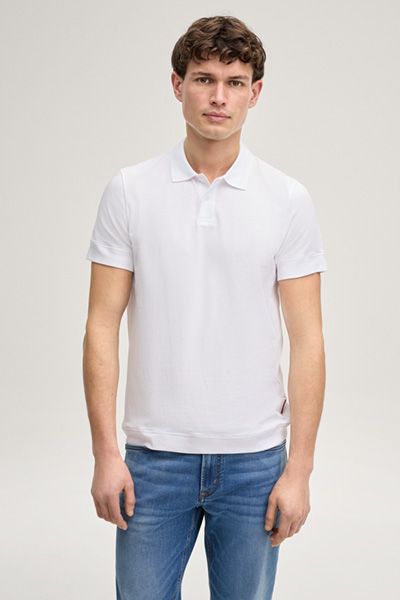 DOGO Jeans Cedricoa Weißes Poloshirt Klassische Passform Kurzarm