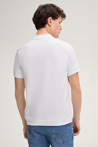 DOGO Jeans Cedricoa Weißes Poloshirt Klassische Passform Kurzarm