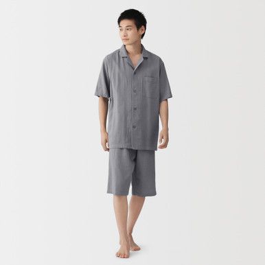 Kurzärmeliges Seersucker-Pyjama-Set